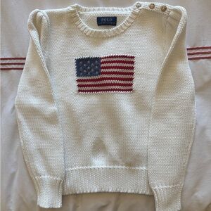 Ralph Lauren cream American Flag kids sweater size 6 girls
